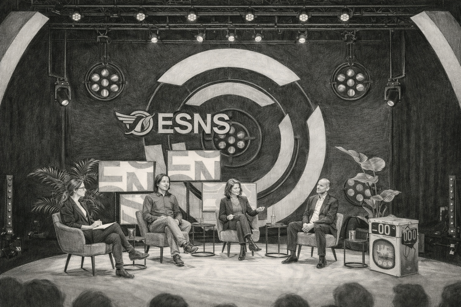 Eurosonic Noorderslag podium with people sitting on it in a panel